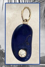 Lapis Lazuli bean charm diamond inlay 14 crt