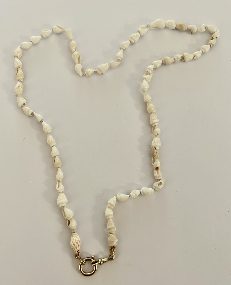 White baby shell necklace lock 14 crt