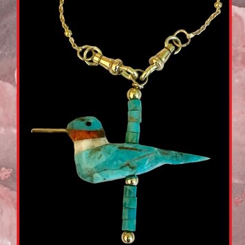 Hopi Navajo Kolibri spirit charm 14 crt gold details
