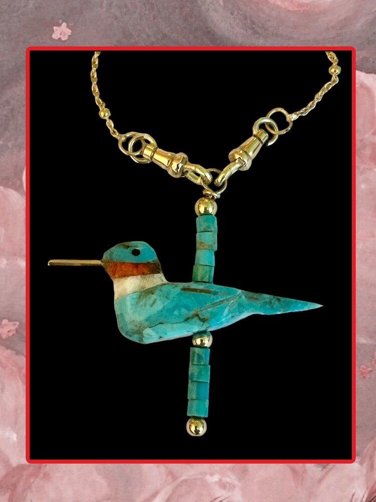 Hopi Navajo Kolibri spirit charm 14 crt gold details