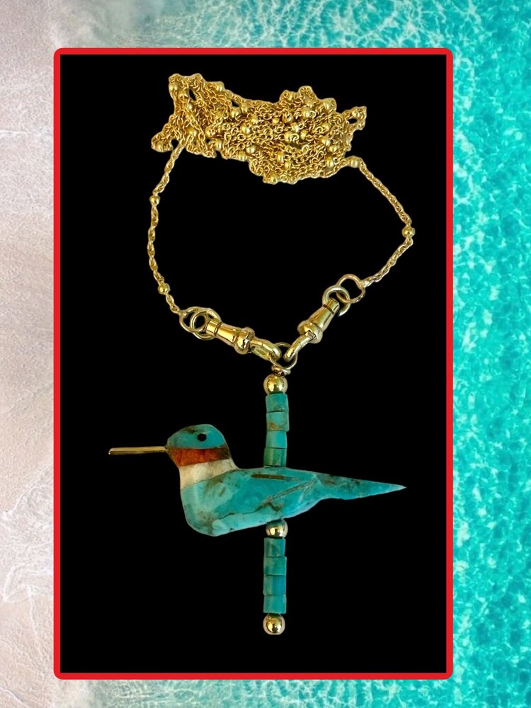 Hopi Navajo Kolibri spirit charm 14 crt gold details