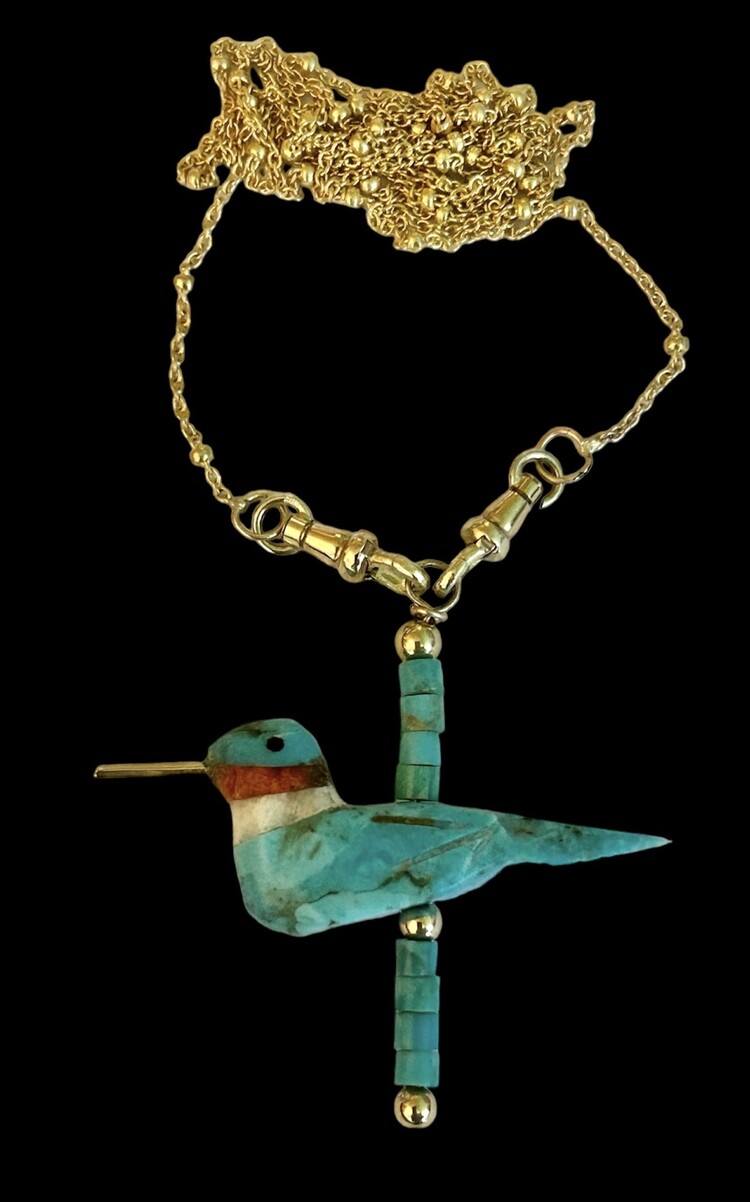 Hopi Navajo Kolibri spirit charm 14 crt gold details