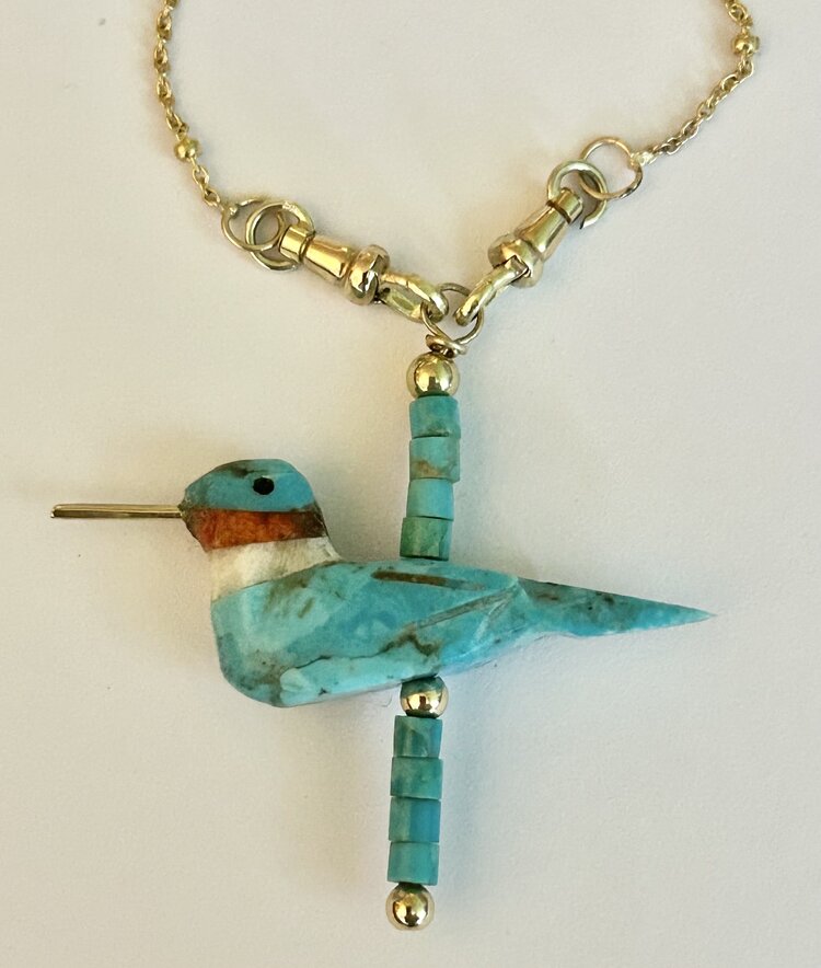 Hopi Navajo Kolibri spirit charm 14 crt gold details
