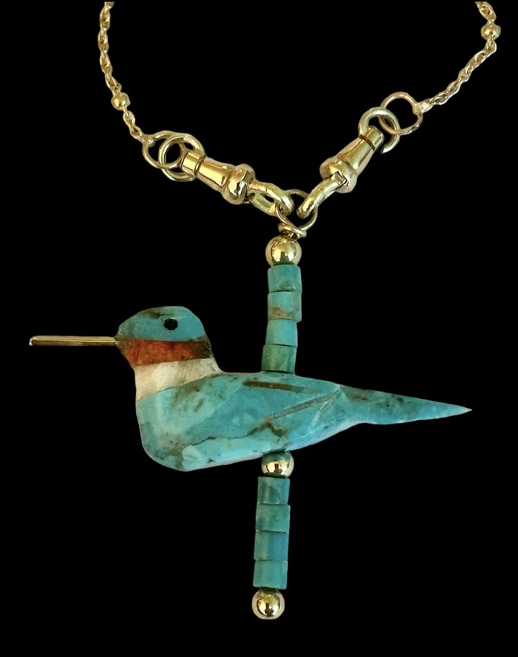 Hopi Navajo Kolibri spirit charm 14 crt gold details