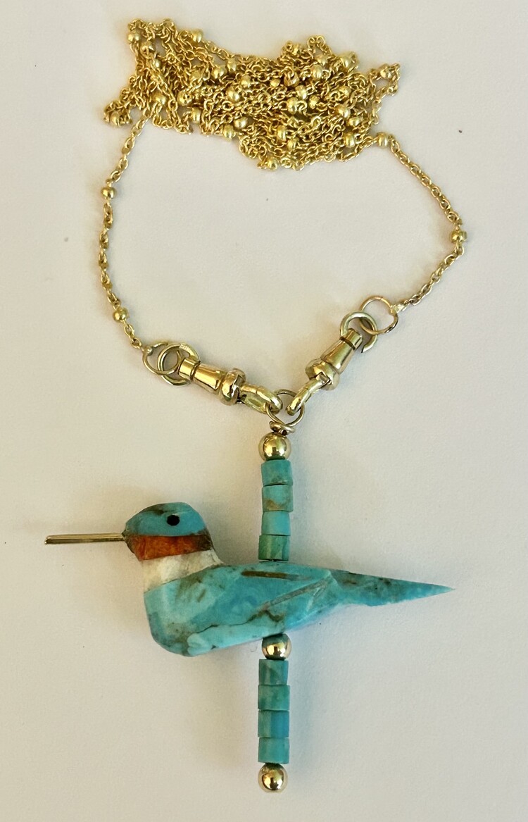 Hopi Navajo Kolibri spirit charm 14 crt gold details