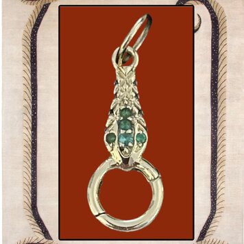 Emerald Snake charm holder 14 crt gold