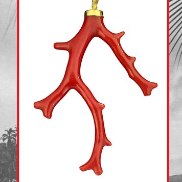 Very large polished Coral branch in a 18 crt gold setting