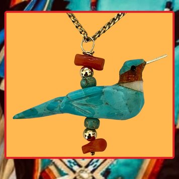 Hummingbird Turquoise 14 crt gold details