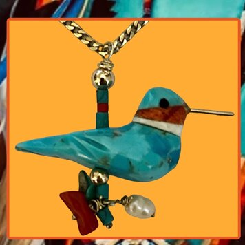Hummingbird Turquoise with 14 ct gold details