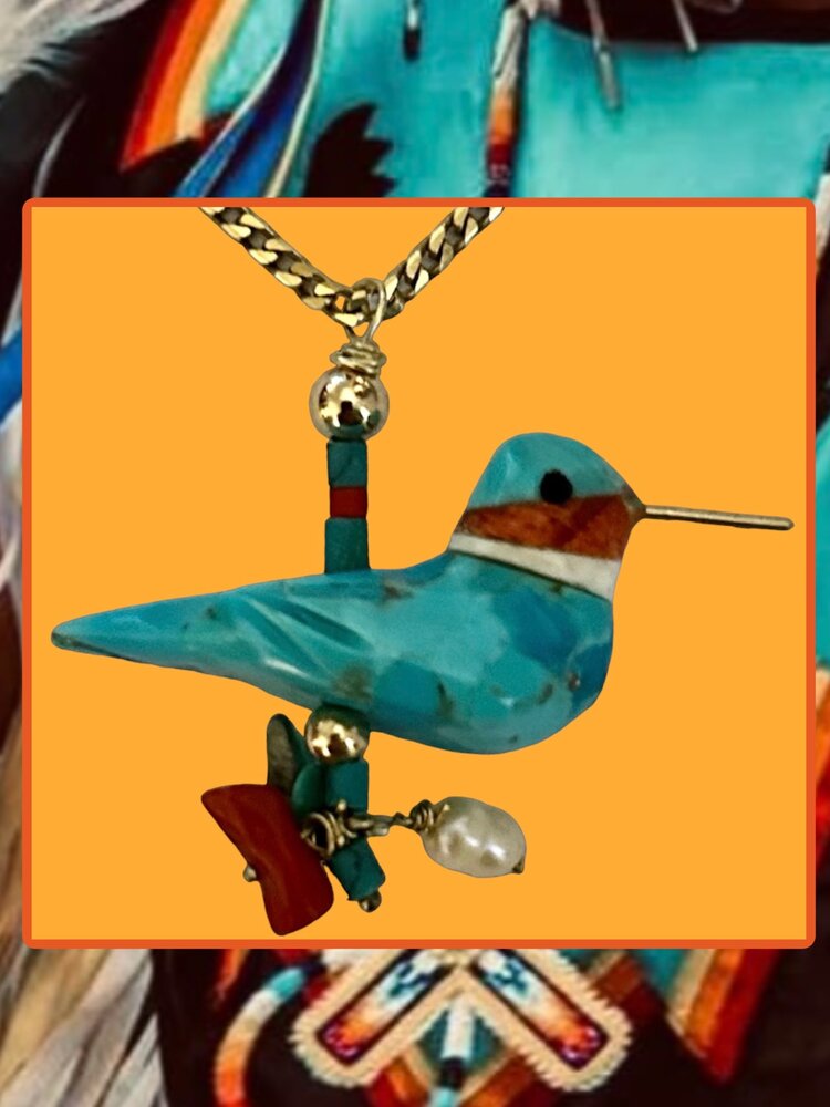 Hummingbird Turquoise with 14 ct gold details
