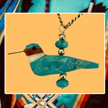 Hummingbird Turquoise with 14 crt gold details