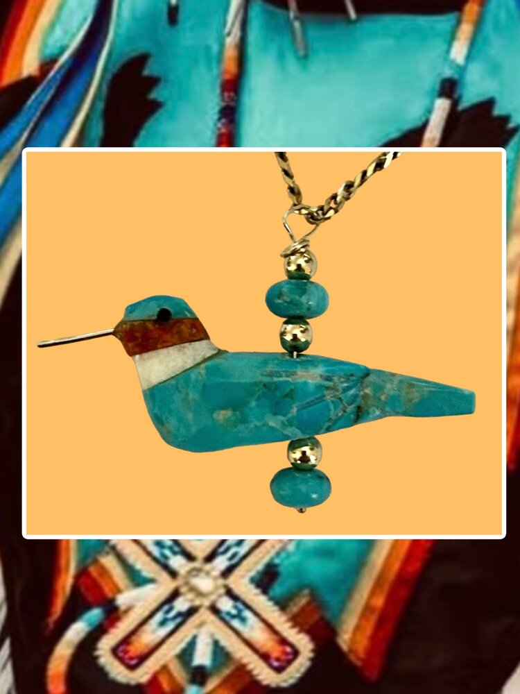 Hummingbird Turquoise with 14 crt gold details