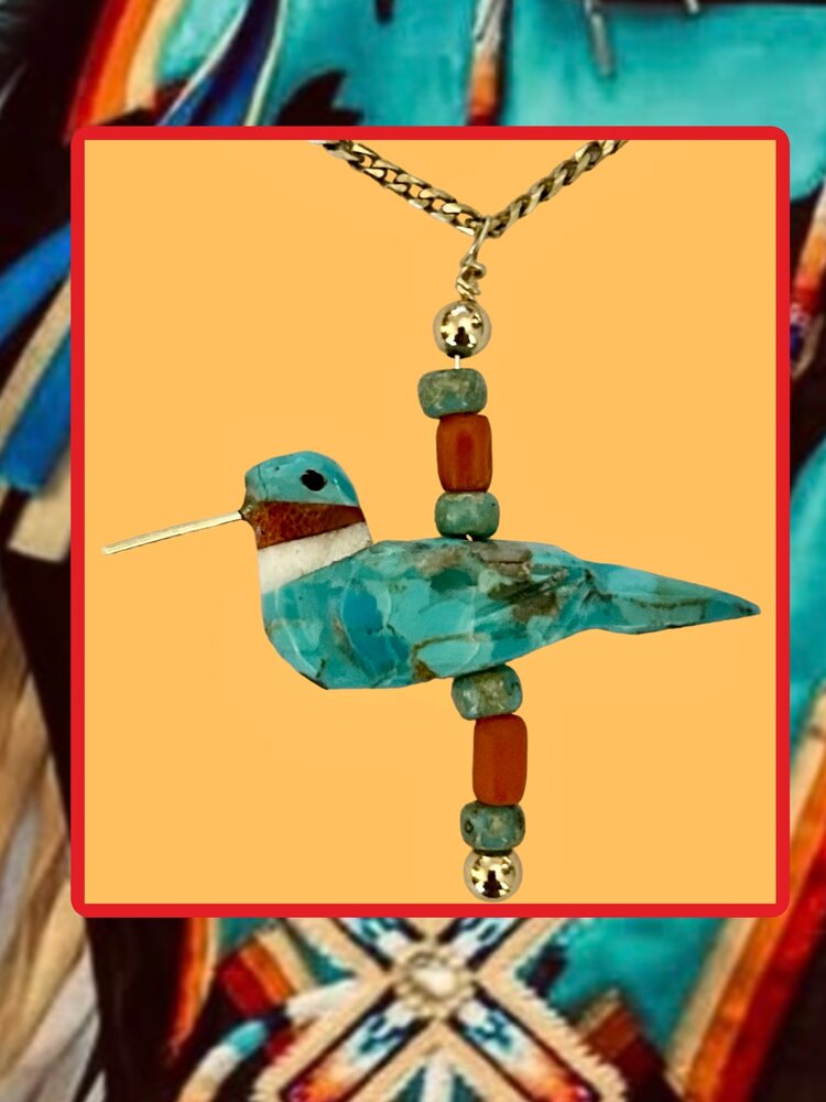 Hummingbird Turquoise 14 crt gold details