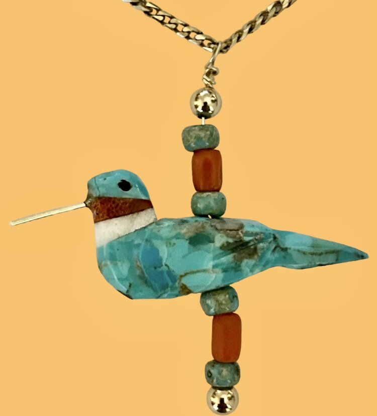 Hummingbird Turquoise 14 crt gold details