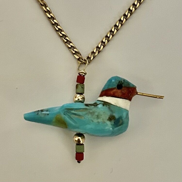 Hummingbird Turquoise 14 crt gold details