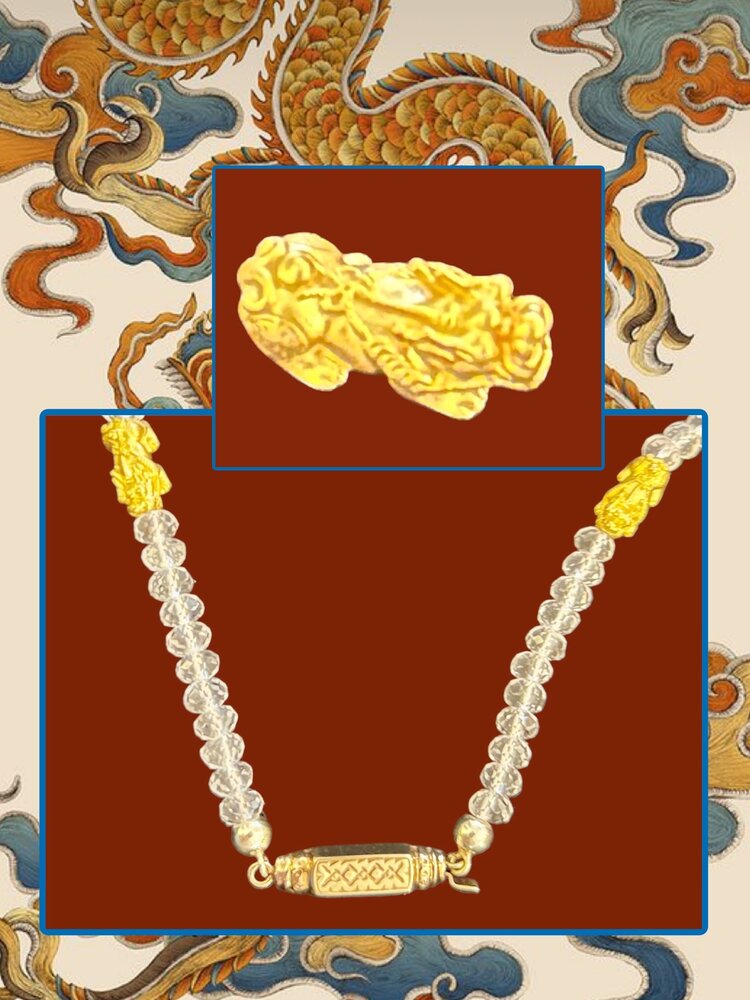 Protect your magiv dragon necklace 22crt Quartz and 14 crt gold details