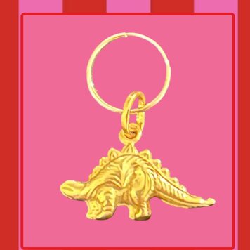 Stegosaurus charm and hoop 14 crt