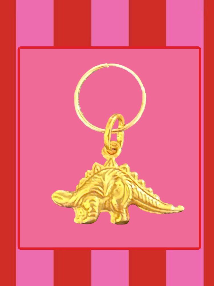 Stegosaurus charm and hoop 14 crt