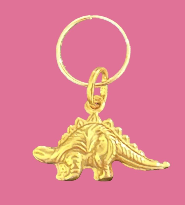 Stegosaurus charm and hoop 14 crt