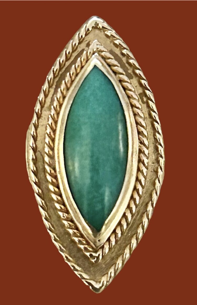 Malachite oval wire ring 18 crt