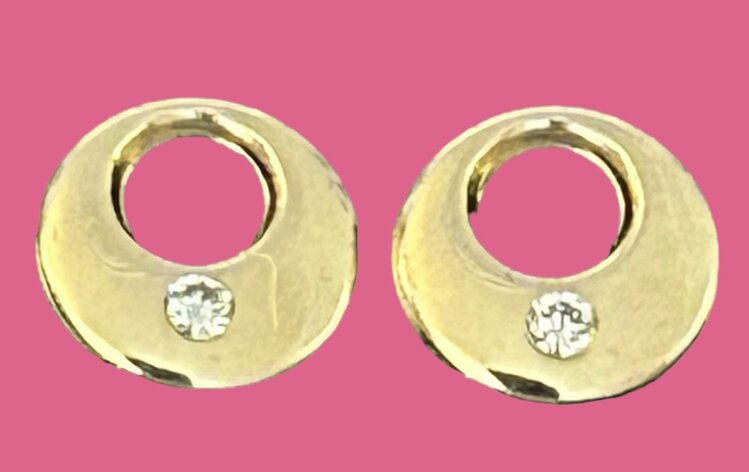 Sparkly disc studs 14 crt