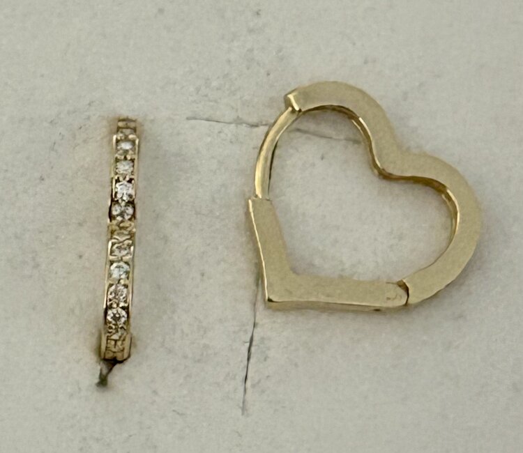 Sparkly heart hoops 14 crt