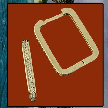 Sparkly  rectangular hoops 14 crt