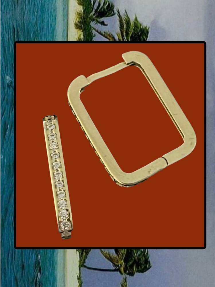 Sparkly rectangular hoops 14 crt