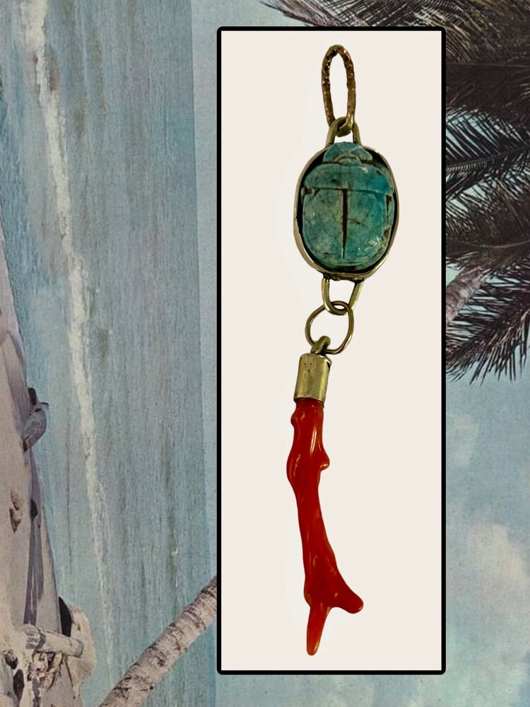 Scarab Coral charm 14 crt