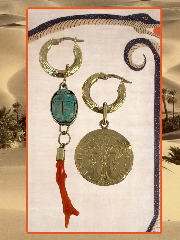 Scarab Coral charm 14 crt