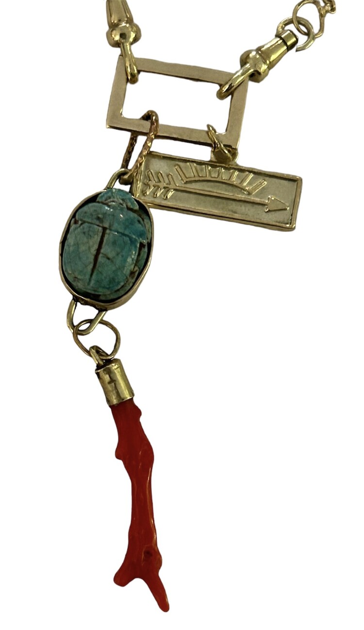 Scarab Coral charm 14 crt