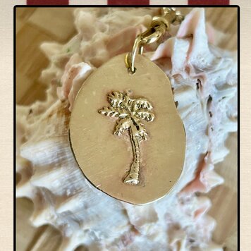 Massive 14 crt gold Palm Plaque charm