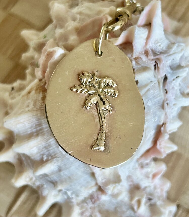 Massive 14 crt gold Palm Plaque charm