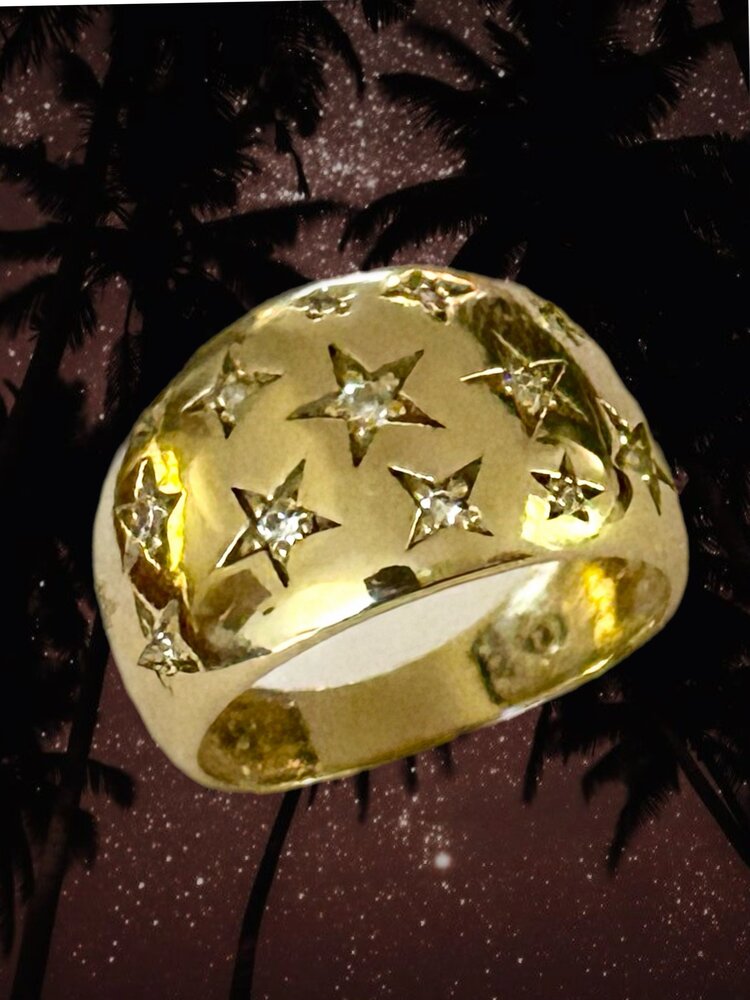 Universe starburst cocktail ring 14 crt