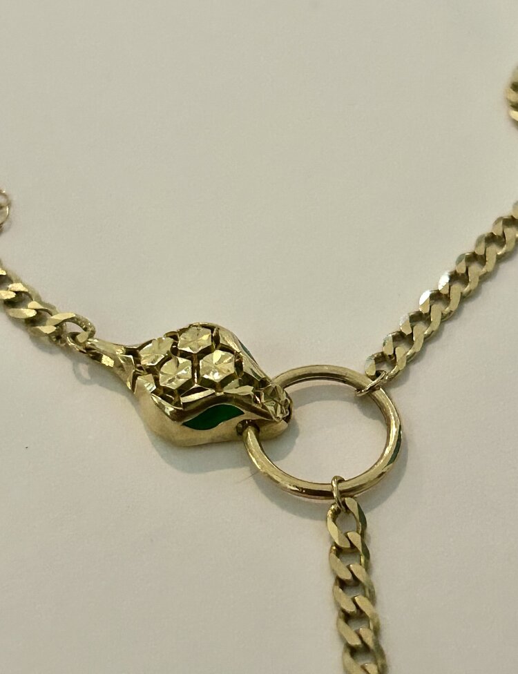 Gourmet snake Emerald necklace 18 crt