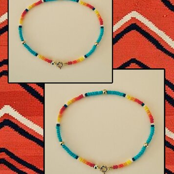 Navajo bracelet 14 crt gold lock and beads