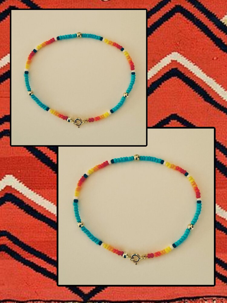 Navajo bracelet 14 crt gold lock and beads