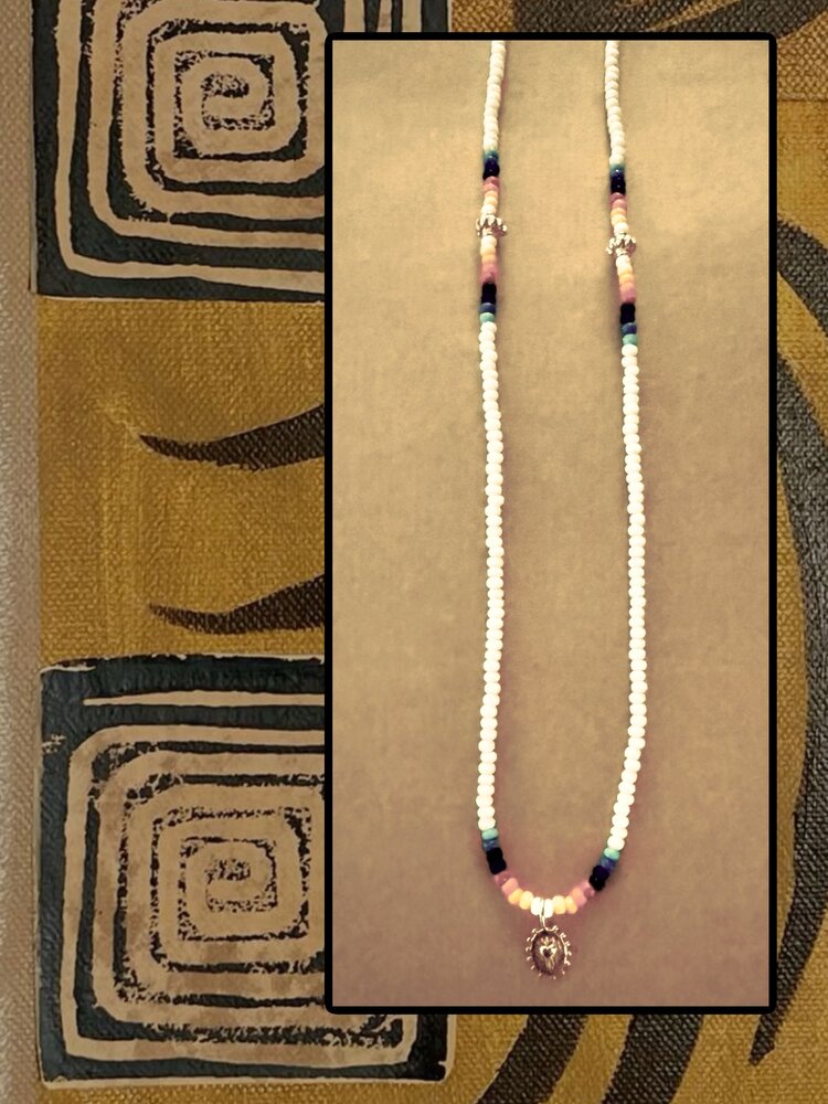 Masai beaded necklace 14 crt gold lock and beads