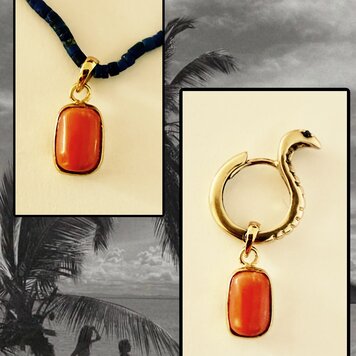 Natural antique Coral in 14 crt setting