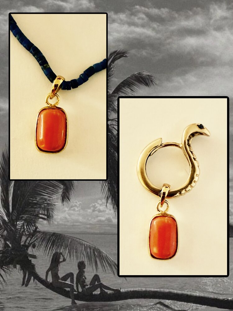 Natural antique Coral in 14 crt setting