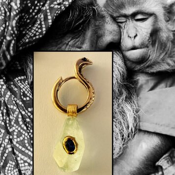 Unpolished Aquamarine with Sapphire 18 crt