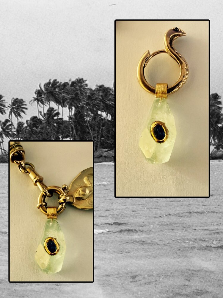 Unpolished Aquamarine with Sapphire 18 crt