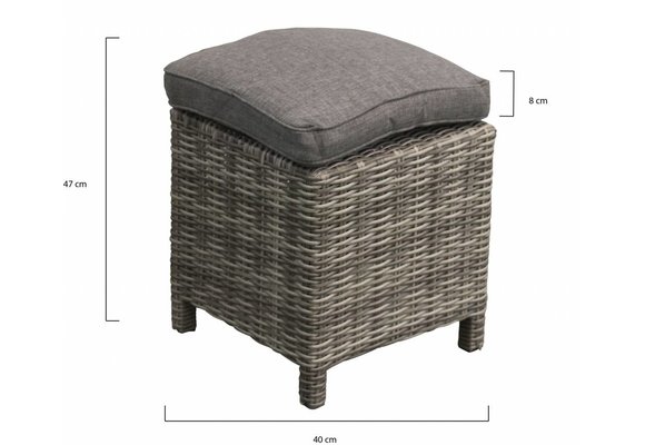 Hocker Dublin 40 x 40 cm | Aschgrau | Rattan