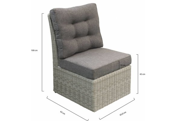 Mittelteil Dublin | Mystic Grau | Rattan