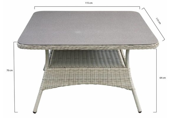Gartentisch  Dublin 115 x 115 cm | Mystic Grau | Rattan & Keramik