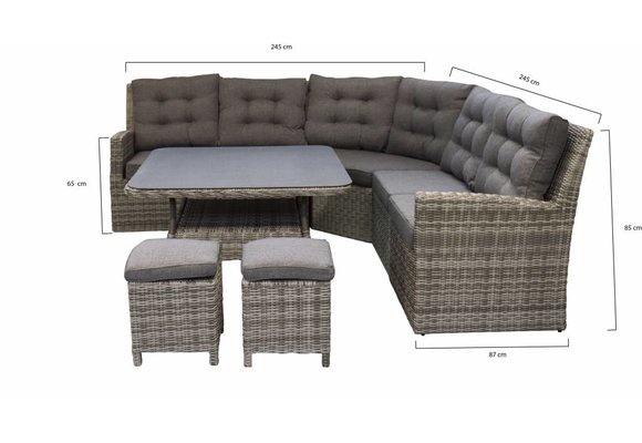 XL-Eckteil Dublin | Aschgrau | Rattan