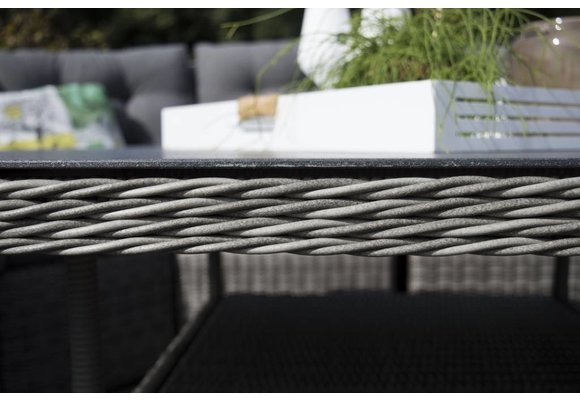 Gartentisch Dublin 145 x 85 cm | Aschgrau | Polyrattan & Keramik