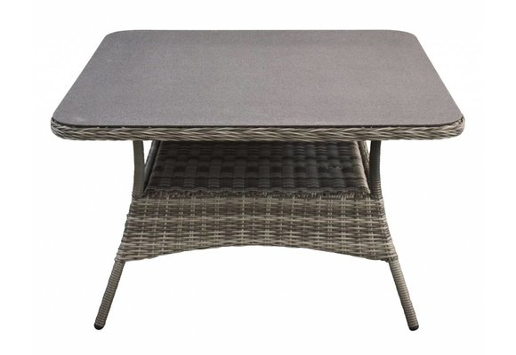Gartentisch Dublin 115 x 115 cm | Aschgrau |  Rattan & Keramik
