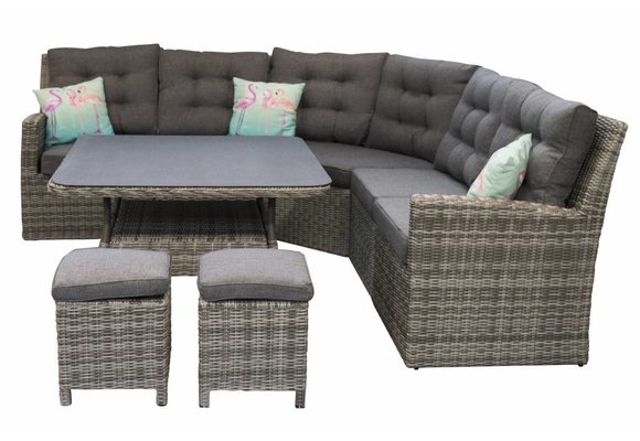 Gartentisch Dublin 115 x 115 cm | Aschgrau |  Rattan & Keramik