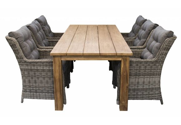 7-teiliges Gartenset | 6 Dublin Gartenstühle | Jakarta Gartentisch | 240 cm